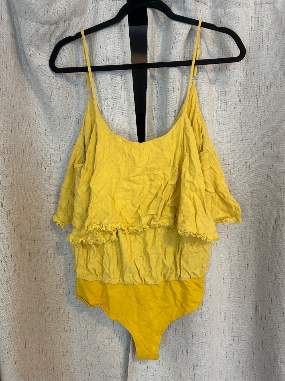 Promesa Yellow Ruffle Layered One-Piece Bodysuit